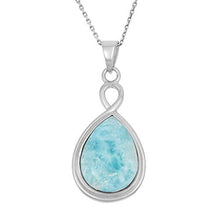 Load image into Gallery viewer, Sterling Silver Natural Larimar Teardrop Pendant with 18&quot; Chain
