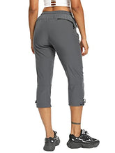 Load image into Gallery viewer, Women's Cargo Hiking Pants Lightweight Quick Dry Capri Pants Athletic Workout Casual Outdoor UPF 50+ Zipper Pockets Gray L
