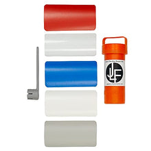 Load image into Gallery viewer, JLF Repair Kit for Inflatable Stand Up Paddle Boards (SUP) | Includes Red, White, Blue, Clear Grey PVC and Wrench (No Adhesive)
