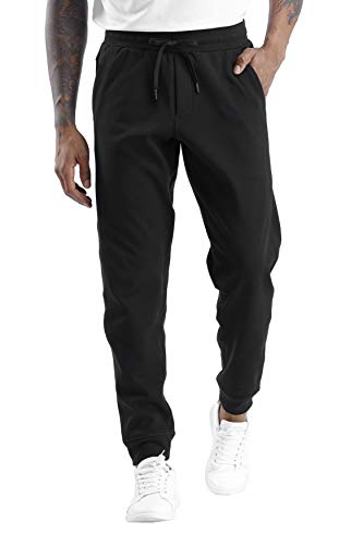 THE GYM PEOPLE Men's Fleece Joggers Pants with Deep Pockets Athletic Loose-fit Sweatpants for Workout, Running, Training (Small, Fleece Lined-Black)