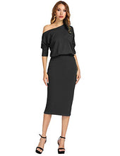 Load image into Gallery viewer, GRACE KARIN Women's Pull-on One Shoulder Bodycon Party Pencil Dress Size L Black
