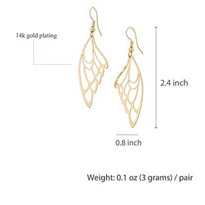 14K Gold Plated Metal texture butterfly element earrings simple and fashionable temperament butterfly wing earrings for Women Girl Gifts Valentines/Birthday/ Anniversary / Mother’s Day