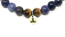 Load image into Gallery viewer, Larimar Accessories | 8mm Mala Beads Bracelet | Mala Gemstone Bracelet | Mala Yoga Bracelet | Mala Prayer Bracelet | Mala Meditation Beads Bracelet | (Sodalite &amp; Tiger Eye)
