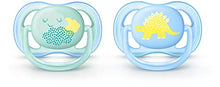 Load image into Gallery viewer, Philips AVENT Ultra Air Pacifier 0-6 Months, Contemporary Decos, Blue/Green, 4 Pack, SCF344/40

