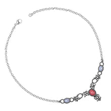 Load image into Gallery viewer, American West Sterling Rhodonite and Blue Lace Agate Butterfly Necklace 17-1/2 Inch

