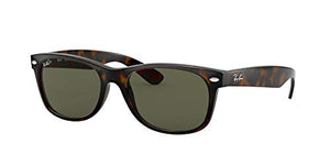 Ray-Ban unisex adult Rb2132 New Wayfarer Polarized Sunglasses, Tortoise/Polarized Green, 58 mm US