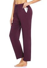 Load image into Gallery viewer, Envlon Women's Lounge Pants with Pockets Elastic Waist Stretch Running Workout Sweatpants Burgundy
