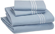 Load image into Gallery viewer, AmazonBasics Premium, Easy-Wash Embroidered Hotel Stitch 120 GSM Sheet Set - Queen, Dusty Blue
