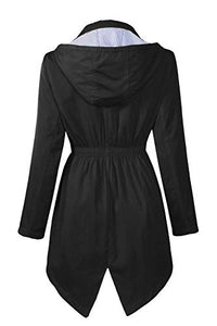 Women's Waterproof Raincoats Outdoor Lightweight Hooded Rain Jacket Windbreaker Trench Coats