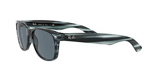 Ray-Ban RB2132 New Wayfarer Square Sunglasses, Striped Blue Havana/Blue, 58 mm