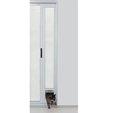 Load image into Gallery viewer, Ideal Pet Products 80" Fast Fit Aluminum Pet Patio Door, Cat Flap, 6.25" x 6.25" Flap Size, White
