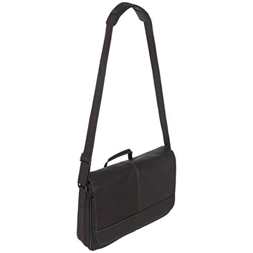 Load image into Gallery viewer, Kenneth Cole Reaction Risky Business Messenger Full-Grain Colombian Leather Crossbody Laptop Case & Tablet Day Bag, Dark Brown, One Size