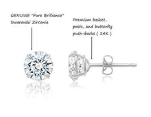 Load image into Gallery viewer, 14k Solid White Gold ROUND Stud Earrings with Genuine Swarovski Zirconia | 2.5 CT.TW. | With Gift Box
