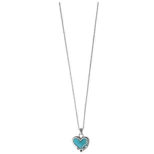 Boma Jewelry Sterling Silver Turquoise Heart Necklace, 16 inches