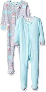 Gerber Baby Girls' 2-Pack Footed Unionsuit, Happy Rainbow, 0-3 Months