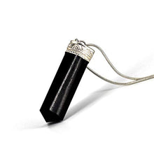 Load image into Gallery viewer, Raw Black Tourmaline Crystal Healing Pendant Necklace –Protection Negative Energy Cleanser Natural Stress Aid Soothe Mind Emotions - Authentic Stone on Silver Plated 18&quot; Chain Chakra Healing Charm
