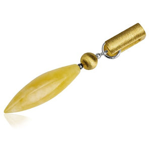 Butterscotch Amber Gold Plated Sterling Silver French Collection Slim Pendant Necklace Chain 18"