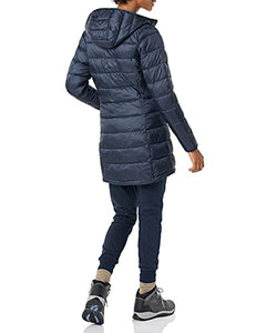 Amazon Essentials Women's Lightweight Water-Resistant Packable Puffer Coat, Navy/Black Small Cheetah, X