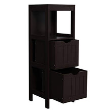 Load image into Gallery viewer, VASAGLE Floor Cabinet, Bathroom Storage Organizer Rack Stand, Multifunctional Corner Unit, 2 Drawers, Brown UBBC42BR
