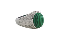 Load image into Gallery viewer, JANIZZ 925 Solid Sterling Silver Ring with Malachite &amp; White CZ in Different Sizes in A Beautiful LED Box(TH2) (6)
