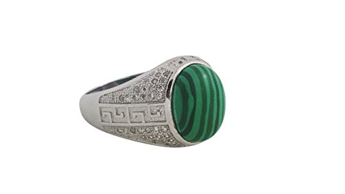 JANIZZ 925 Solid Sterling Silver Ring with Malachite & White CZ in Different Sizes in A Beautiful LED Box(TH2) (6)