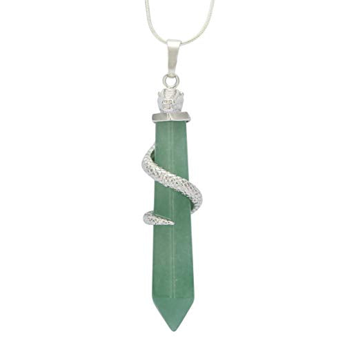 Hexagonal Pile Natural Aventurine Gemstone Pendant Necklace Healing Crystal Reiki Chakra Gem Stones 18 Inch (1pc) GGP-D10