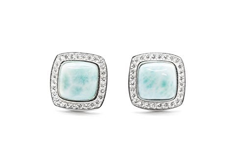 AZIEL JEWELRY Larimar Gemstones with 925 Sterling Silver Stud Earrings Jewlery for Women