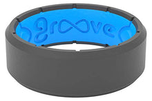 Load image into Gallery viewer, Groove Life Silicone Wedding Ring for Men - Breathable Rubber Rings for Men, Lifetime Coverage, Unique Design, Comfort Fit Mens Ring - Edge Original Deep Stone Grey Size 9
