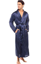 Load image into Gallery viewer, Alexander Del Rossa Men's Lightweight Satin Robe, Long Kimono, XL Midnight Blue (A0720MBLXL)
