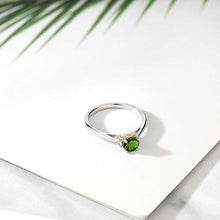 Load image into Gallery viewer, Gem Stone King 925 Silver and 10K Yellow Gold Ring 0.54 Ct Green Chrome Diopside G/H Lab Grown Diamond (Size 6)
