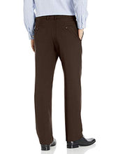 Load image into Gallery viewer, Haggar Men's Eclo Stria Expandable-Waist Plain-Front Dress Pant Brown 38x29
