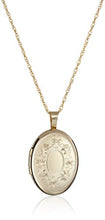 Load image into Gallery viewer, 14k Gold-Filled with Floral Design and Center Signet Oval Hand Engraved Locket Necklace, 18&quot;

