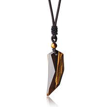 Load image into Gallery viewer, COAI Wolf Tooth Amulet Tiger Eye Genuine Stones Pendant Necklace Adjustable Cord

