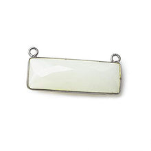 Load image into Gallery viewer, 31x11mm Black Gold Bezel White Moonstone Bar 2 Ring Connector East West 1 Piece
