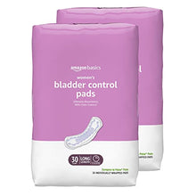 Load image into Gallery viewer, Amazon Basics Incontinence, Bladder Control &amp; Postpartum Pads for Women, Ultimate Absorbency, Long Length, 60 Count, 2 Packs of 30 (Previously Solimo)
