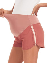 Load image into Gallery viewer, Glampunch Maternity Shorts Over Belly Active Quick-Dry Yoga Shorts Pregnancy Workout Running Short Pants Pink
