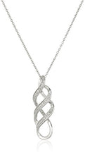 Load image into Gallery viewer, Amazon Collection Sterling Silver Diamond Twist Pendant Necklace (1/10 cttw), 18&quot;
