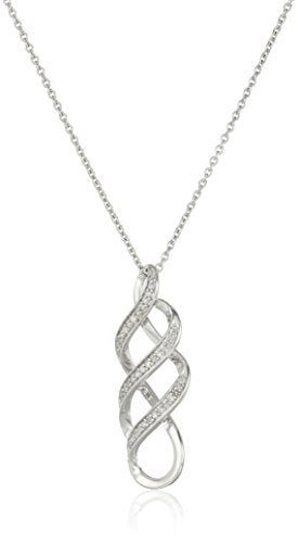 Amazon Collection Sterling Silver Diamond Twist Pendant Necklace (1/10 cttw), 18