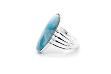 Load image into Gallery viewer, Larimar Gemstones with 925 Sterling Silver Ring Jewelry for Women
