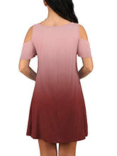 Load image into Gallery viewer, Womens Casual Dresses Tunic Summer Dresses with Pocket Ombre Red S
