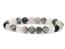 Load image into Gallery viewer, Manifestation Bracelet- Handmade Natural Black Rutile Bracelet - Natural Stone Yoga Bracelet - Gemstone Beaded Stretch Bracelet 8mm - Stone Bracelet
