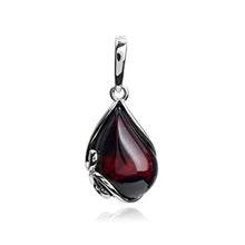 Load image into Gallery viewer, Ian and Valeri Co. Black Cherry Amber Sterling Silver Pendant Necklace 18 Inches
