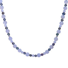 Load image into Gallery viewer, Carolyn Pollack Sterling Silver Blue Lace Agate and Peacock Pearl Gemstone Beaded Necklace 24 Inch

