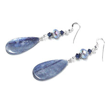 Load image into Gallery viewer, Ice Blue Kyanite Flat Teardrop Earrings Sterling Silver or Gold-Filled
