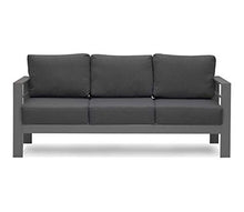 Load image into Gallery viewer, Solaste Patio Furniture Metal Couch, 3-Seat All-Weather Contemporary Aluminum Outdoor Sofa Chair with Cushions, Dark Grey
