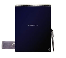 Load image into Gallery viewer, Rocketbook Flip - with 1 Pilot Frixion Pen &amp; 1 Microfiber Cloth Included - Dark Blue Cover, Letter Size (8.5" x 11")
