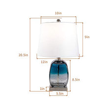 Load image into Gallery viewer, Maxax Glass Table Lamps Set of 2, Blue Glass Bedside Lamps with USB Port, 3-Way Dimmable Nightstand Lamps for Living Room Bedroom (ETL Certified)
