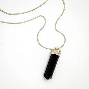 Raw Black Tourmaline Crystal Healing Pendant Necklace –Protection Negative Energy Cleanser Natural Stress Aid Soothe Mind Emotions - Authentic Stone on Silver Plated 18" Chain Chakra Healing Charm