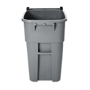 Rubbermaid Commercial Products Brute Rollout Plastic Trash/Garbage Can/Bin with Wheels, 65 GAL, for Restaurants/Hospitals/Offices/Back of House/Warehouses/Home, Gray (FG9W2100GRAY)