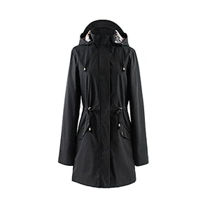 Polydeer Women's Lightweight Waterproof Raincoat Breathable Windbreaker Jacket Active Outdoor Hooded Trench Coats Long Poncho (Green,XS)